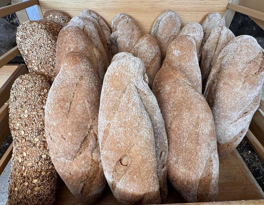 Wholemeal multigrain bread loaves at Bakery Kissamos